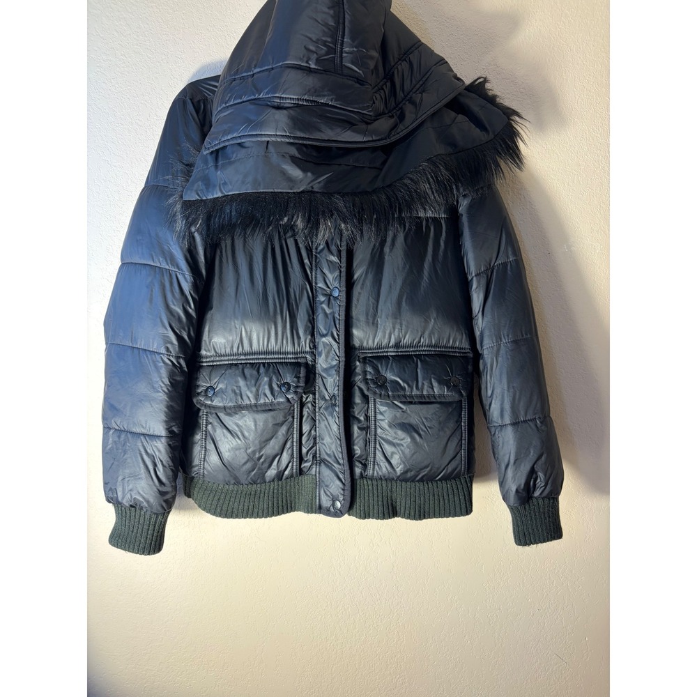 Abercrombie & Fitch Black Puffer Jacket Faux Fur Hood Water Resistant Medium